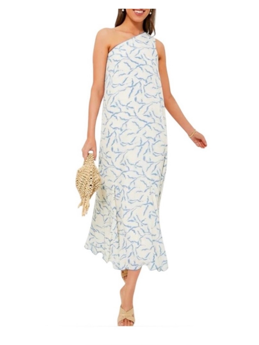Tuckernuck Hyacinth House One-Shoulder blue and white maxi dress